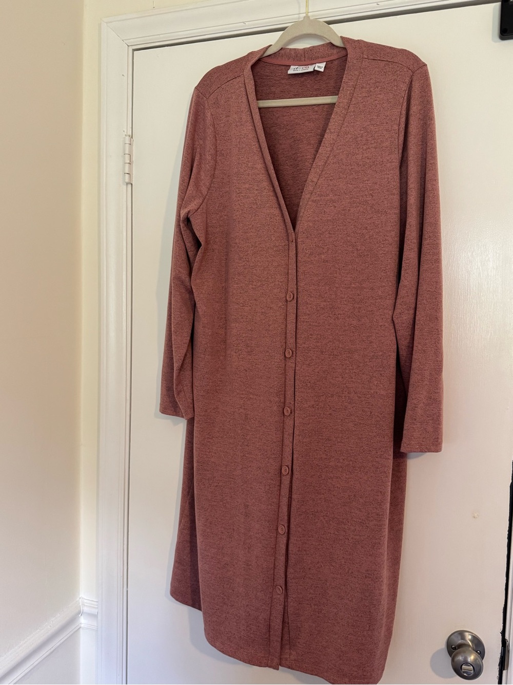 Long Button-Front Women's Cardigan Sweater - Rose